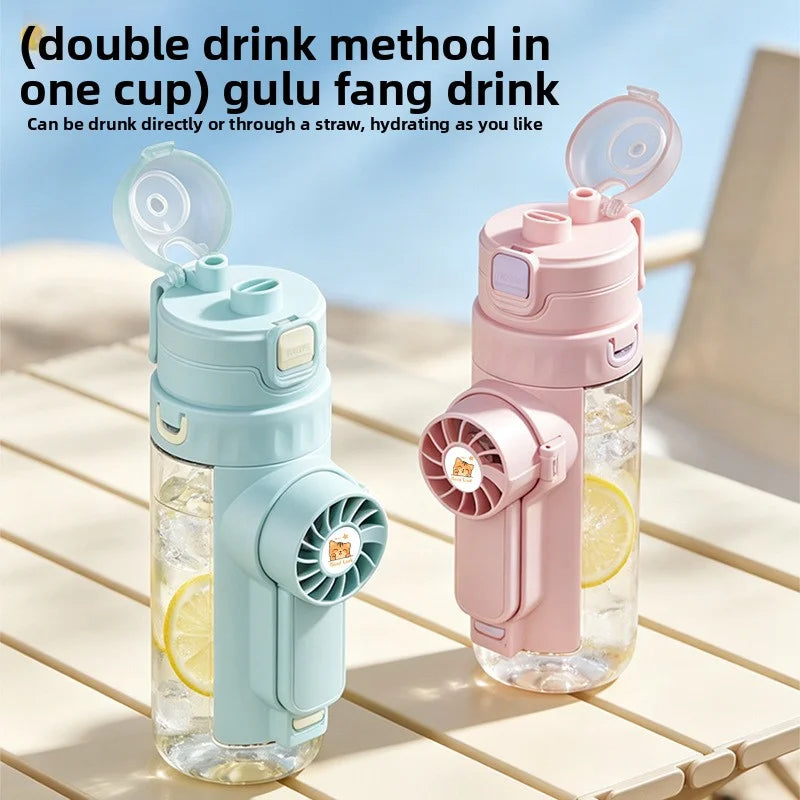 Portable spray fan water bottle