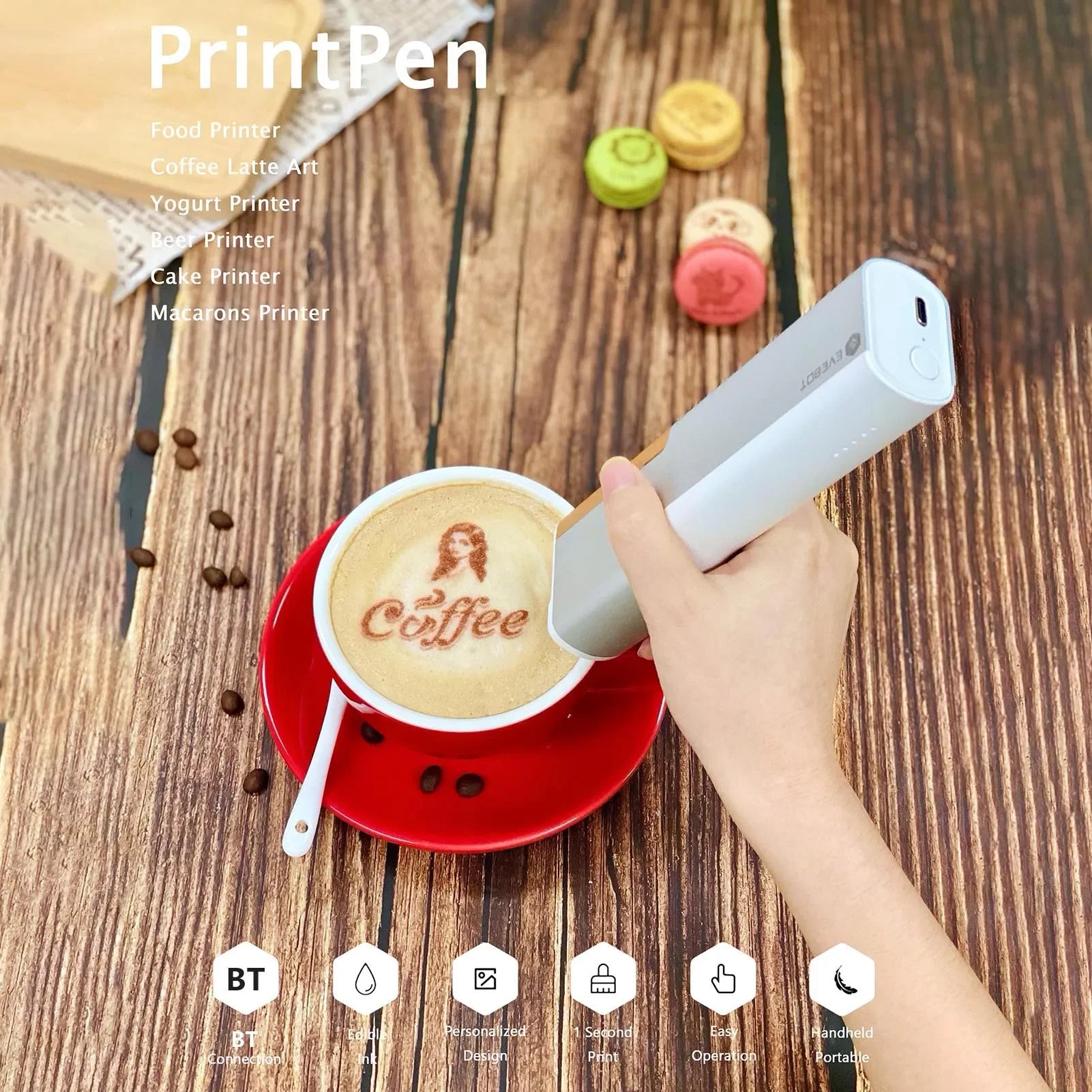 Print pen for coffee