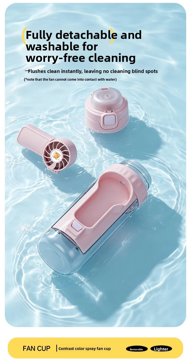 Portable spray fan water bottle