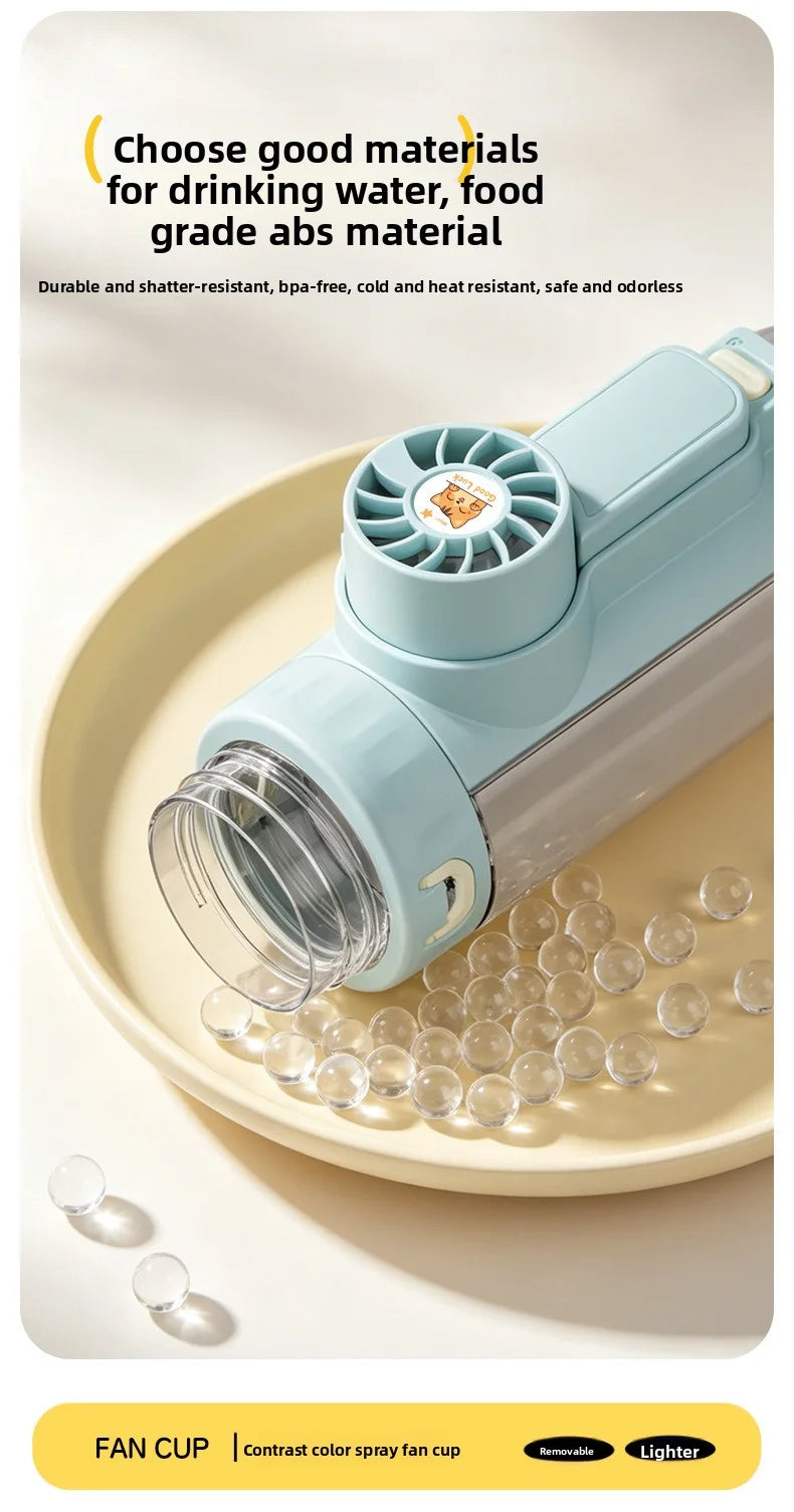Portable spray fan water bottle