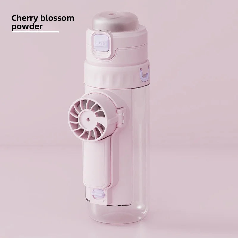 Portable spray fan water bottle