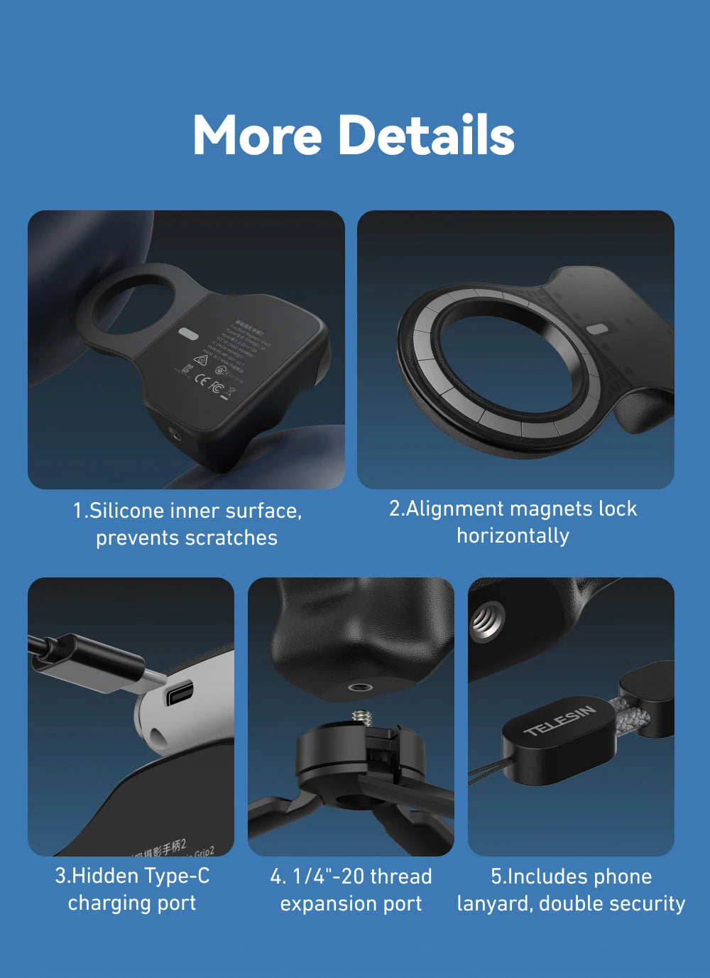 Magnetic Phone Camera Hand Grip