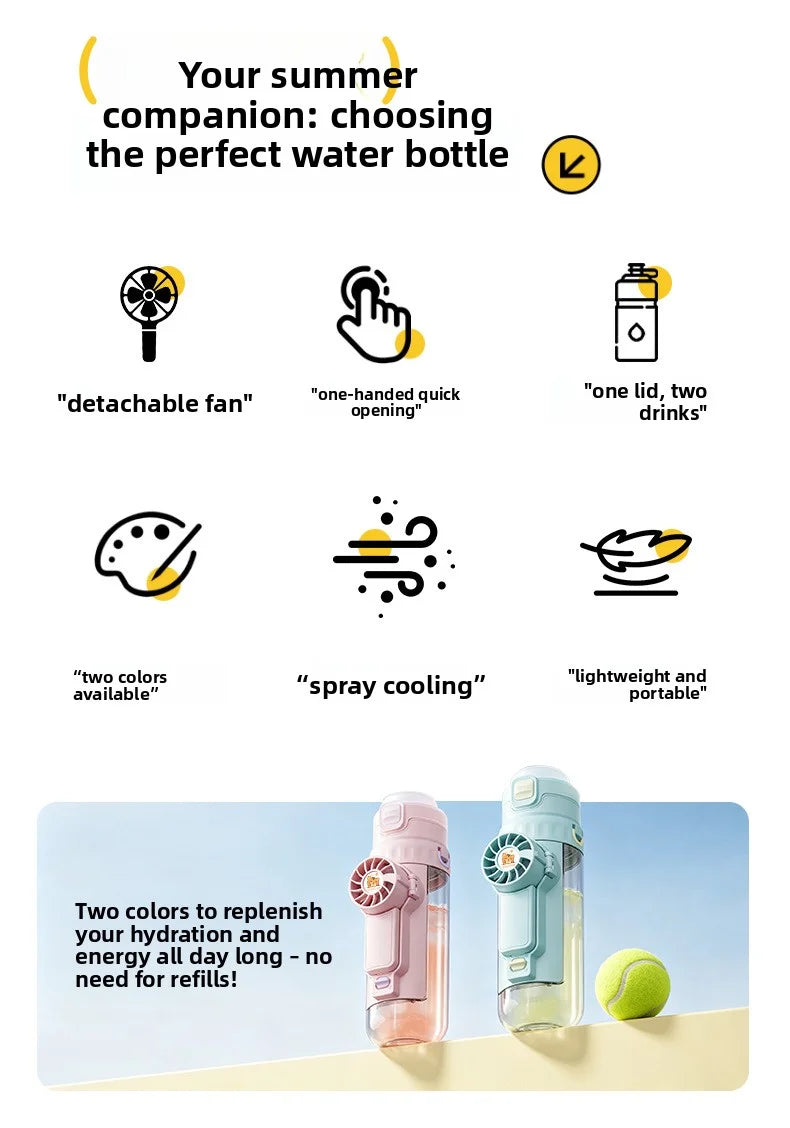 Portable spray fan water bottle