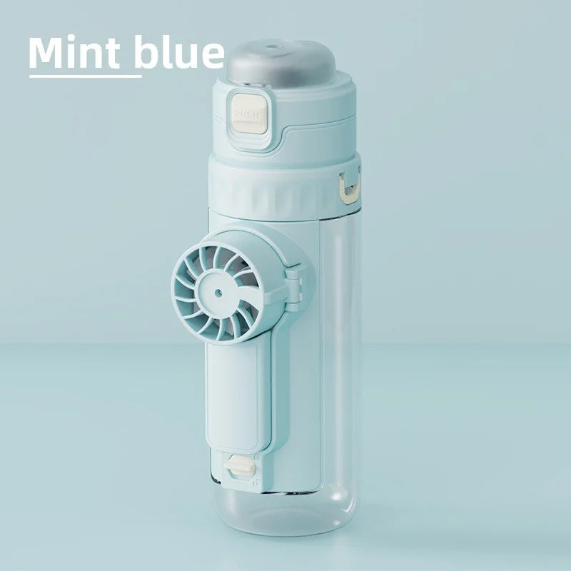 Portable spray fan water bottle